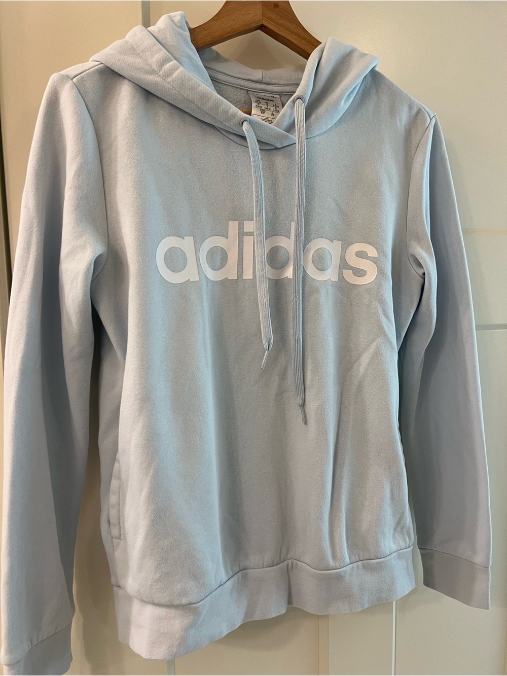 Adidas Women’s Light Blue Logo Hoodie Sweatshirt- Small